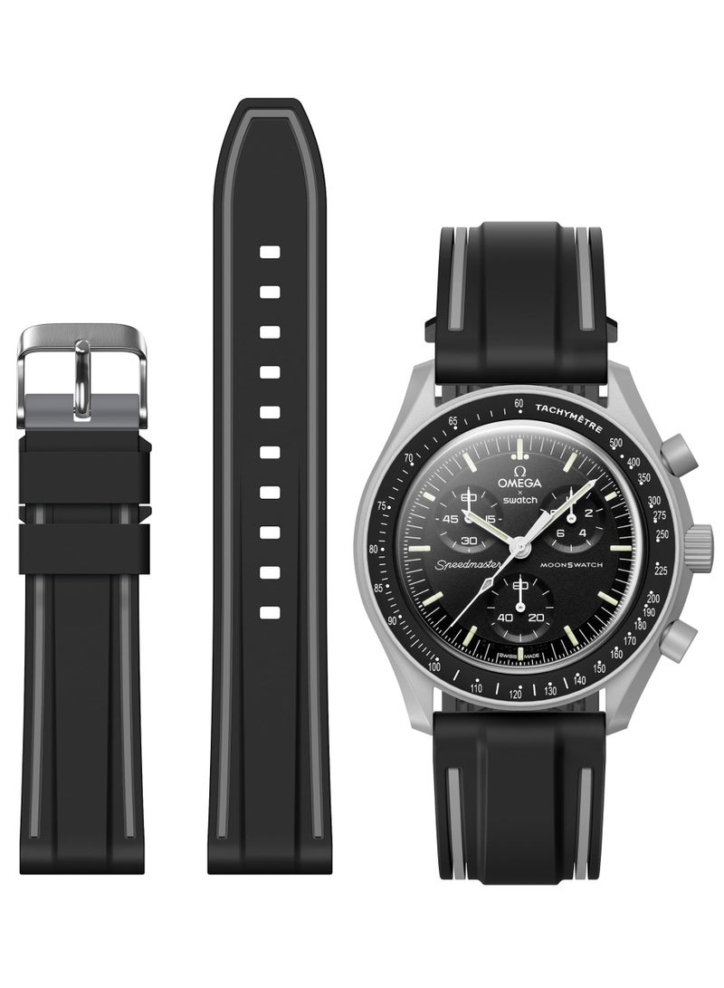 KISSUN Strap for Omega x Swatch MoonSwatch/Rolex/SEIKO 20mm, Quick Release Speedmaster Watch Strap Replacement Soft Silicone - Image 1